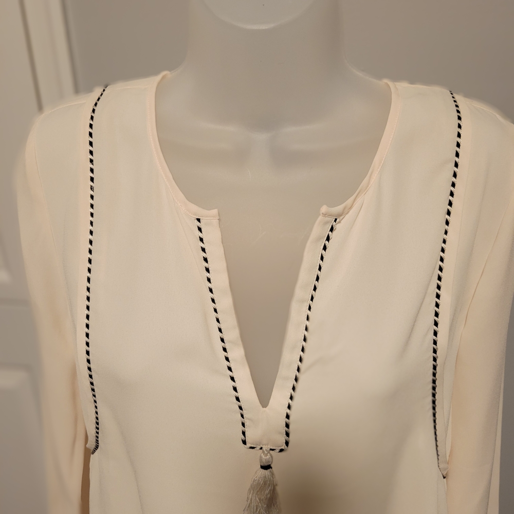 J.Crew Cream Blouse with Black Trim
